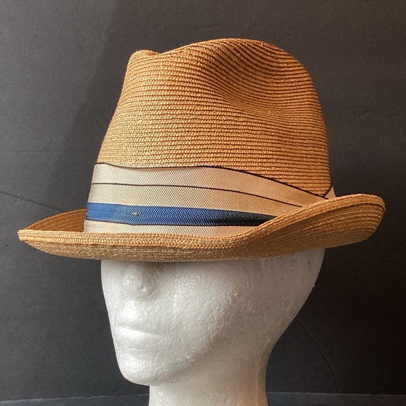 John b. Stetson Straw Trilby Hat Fedora size 7 1/4